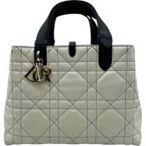 Dior Black Toujours Christian White Handbag  Calfskin